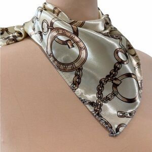 Elegant Chain Paris Print Satin Material Scarf 
(Multiple Colors)